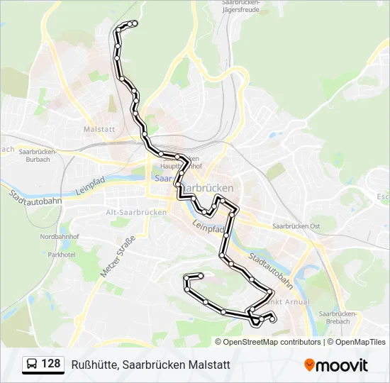 128 Bus Line Map
