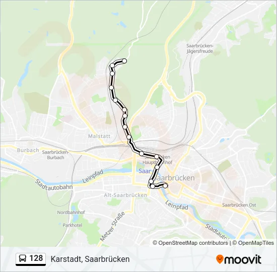 128 Bus Line Map