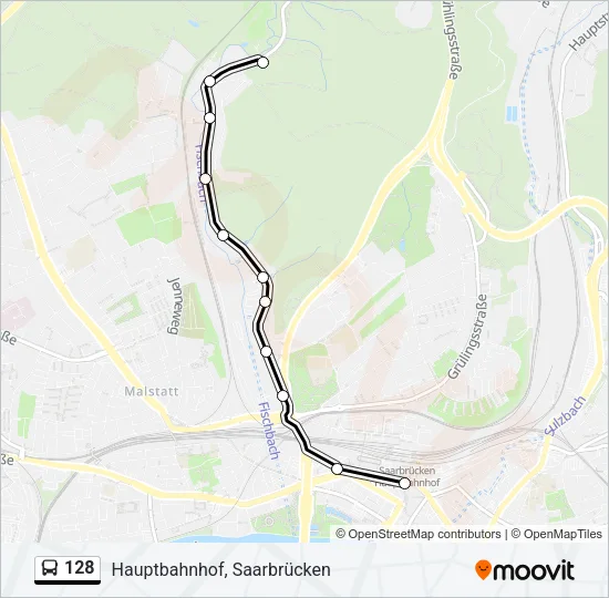 128 Bus Line Map