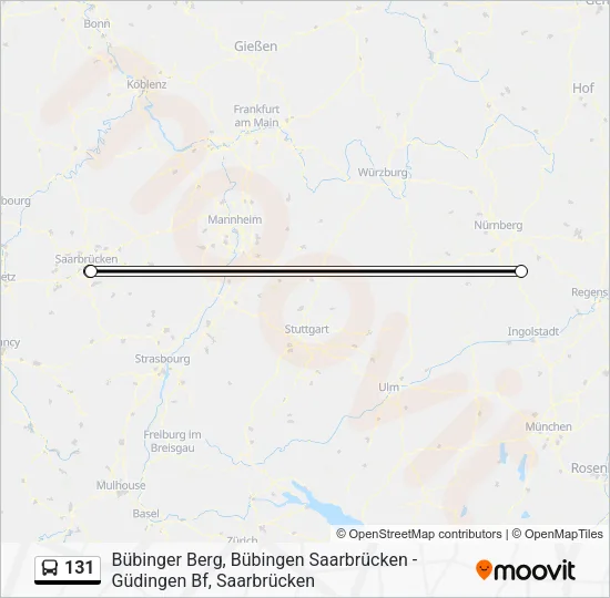 Автобус 131: карта маршрута