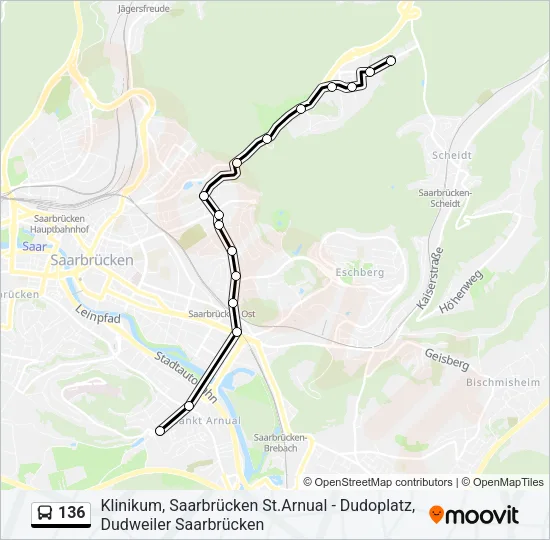 136 Bus Line Map