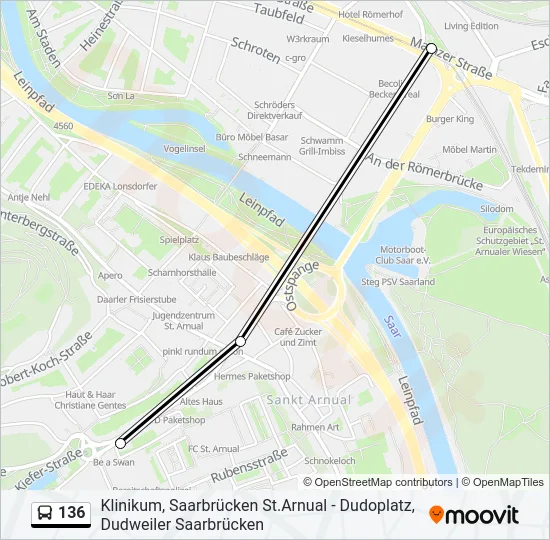 136 Bus Line Map