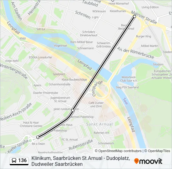 136 Bus Line Map
