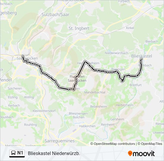 Автобус N1: карта маршрута