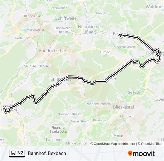 N2 Bus Line Map