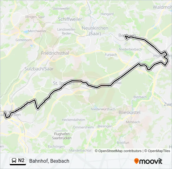 N2 Bus Line Map