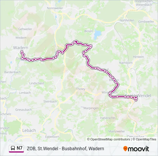 N7 Bus Line Map