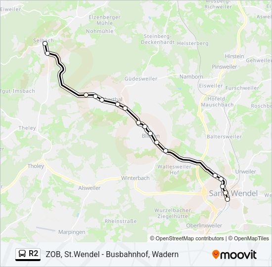 R2 Bus Line Map