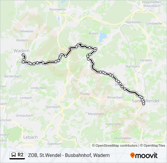 R2 Bus Line Map