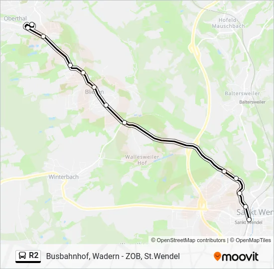 Автобус R2: карта маршрута