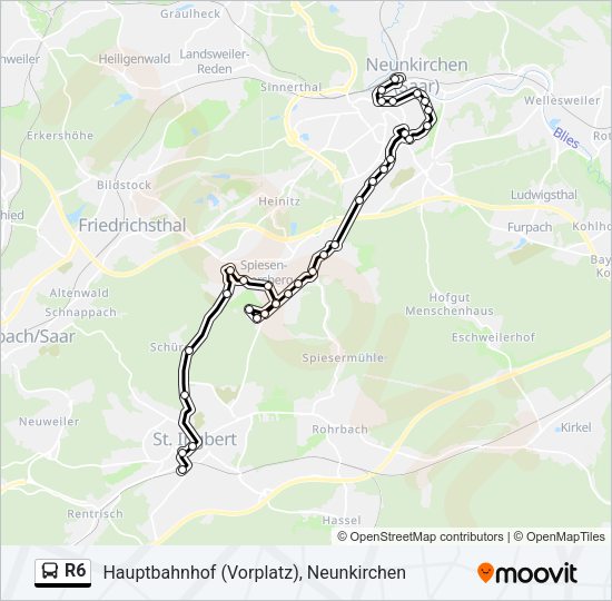 R6 Bus Line Map