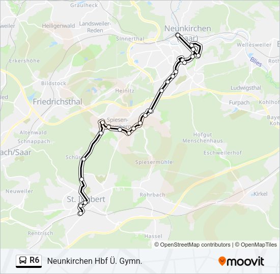R6 Bus Line Map