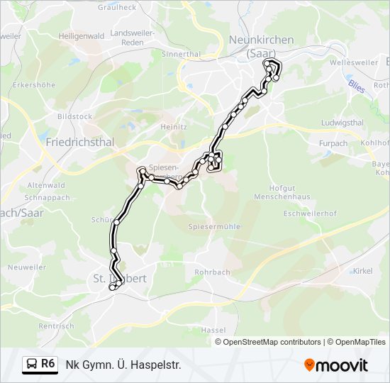 R6 Bus Line Map