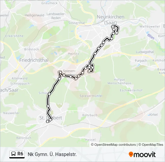 R6 Bus Line Map
