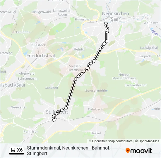 X6 Bus Line Map