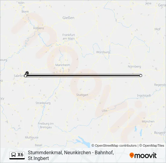 X6 Bus Line Map