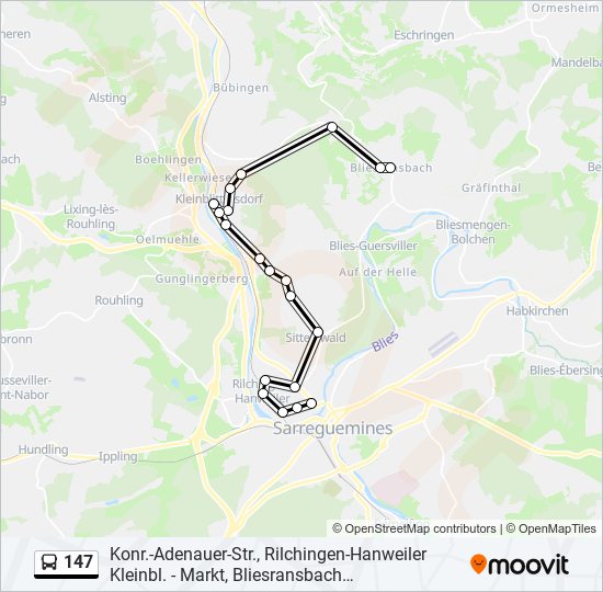 147 Route: Schedules, Stops & Maps - Markt, Bliesransbach ...