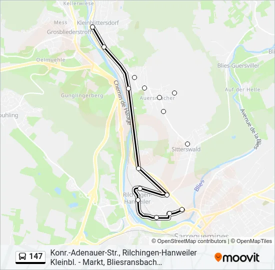 147 Bus Line Map