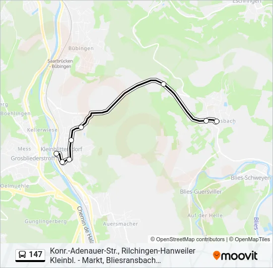 147 Bus Line Map