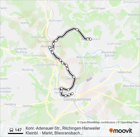 147 Bus Line Map
