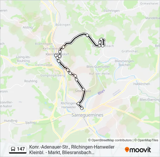 147 Bus Line Map