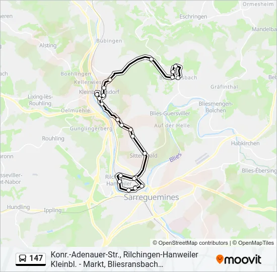 147 Bus Line Map