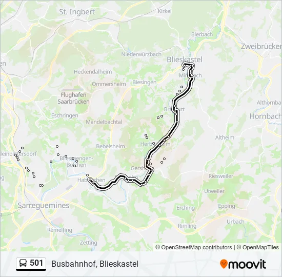 501 Bus Line Map