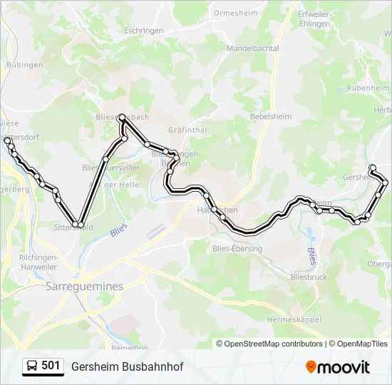 501 Bus Line Map