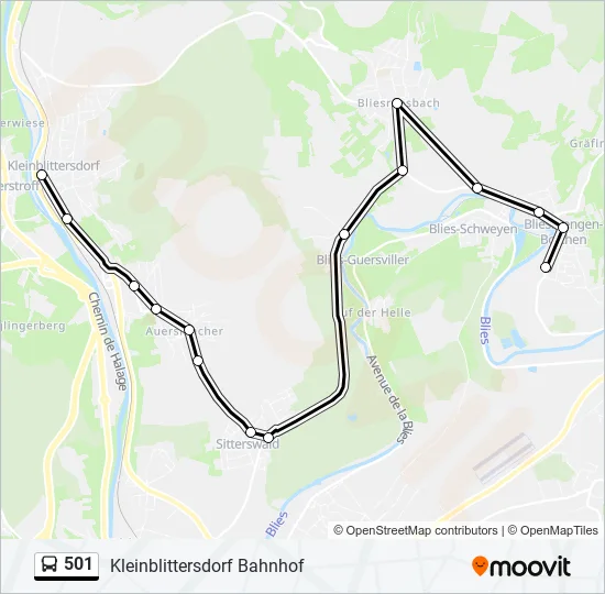 501 Bus Line Map