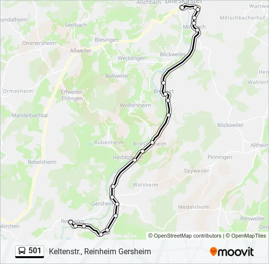 501 Bus Line Map