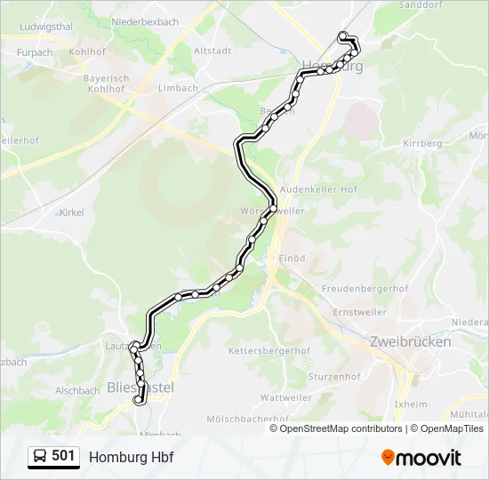 501 Bus Line Map
