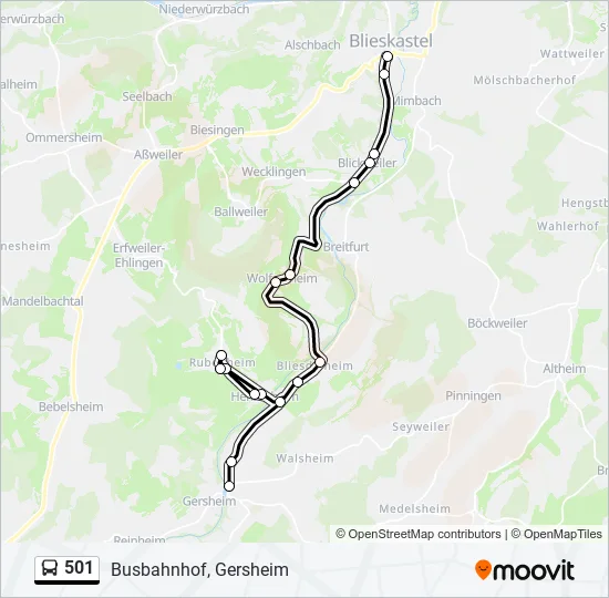 501 Bus Line Map