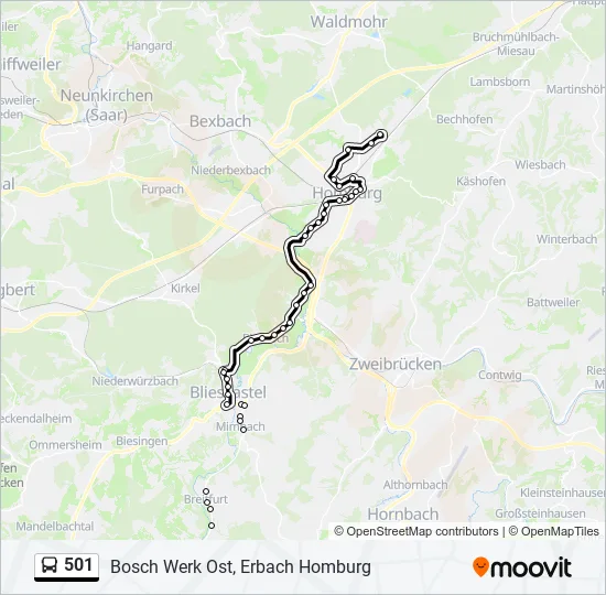 501 Bus Line Map