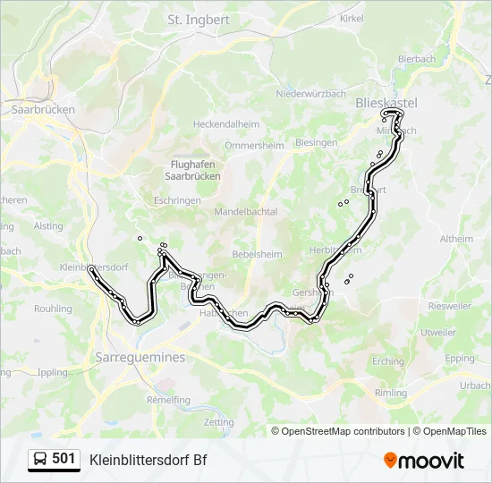 501 Bus Line Map