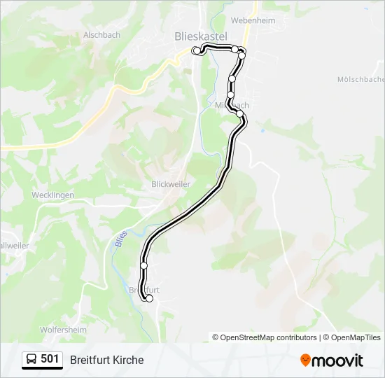501 Bus Line Map