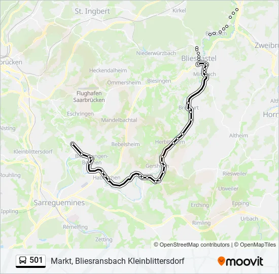 501 Bus Line Map