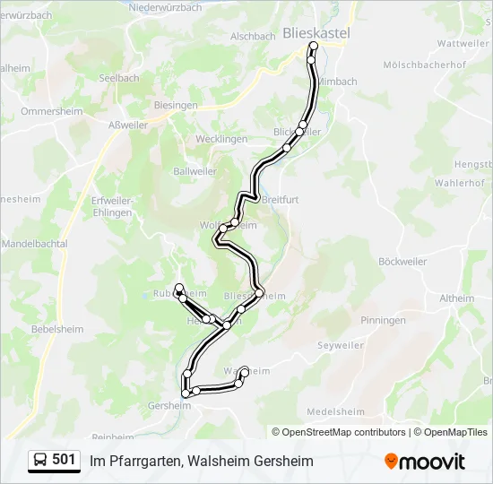 501 Bus Line Map