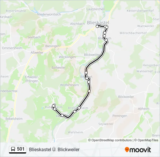 501 Bus Line Map