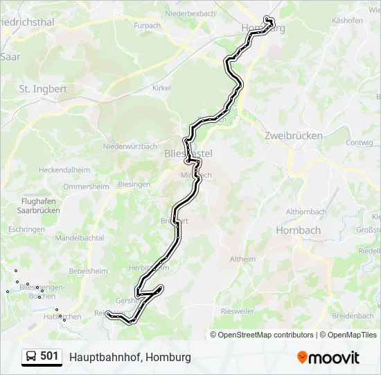 501 Bus Line Map