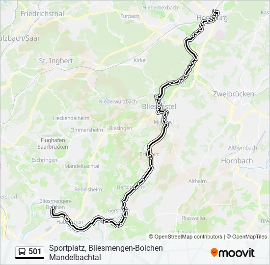 501 Bus Line Map