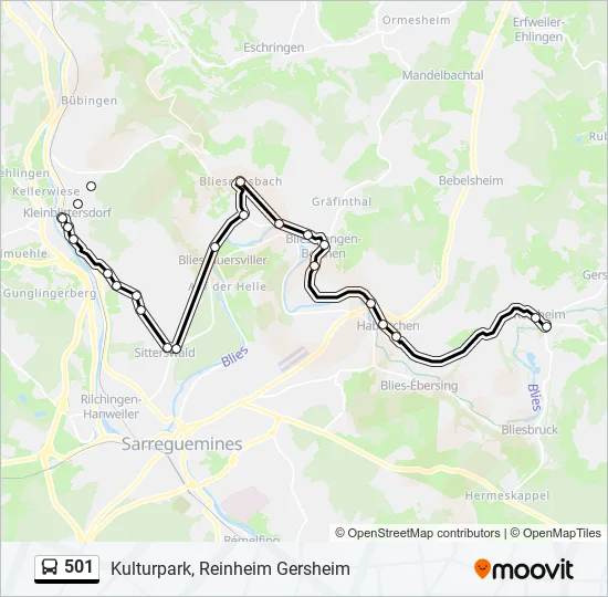 501 Bus Line Map