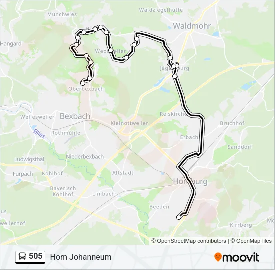 505 Bus Line Map