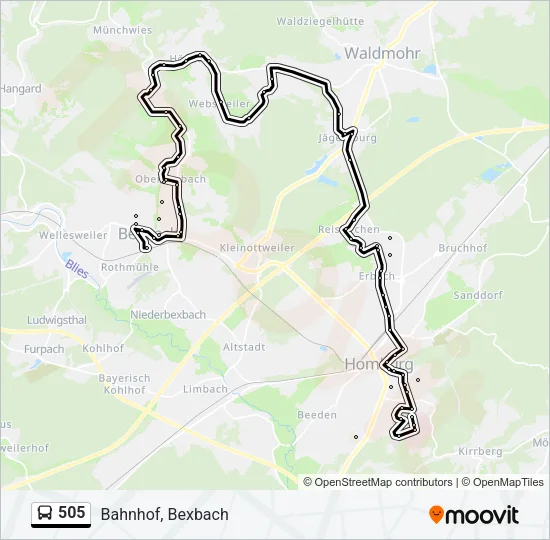 505 Bus Line Map