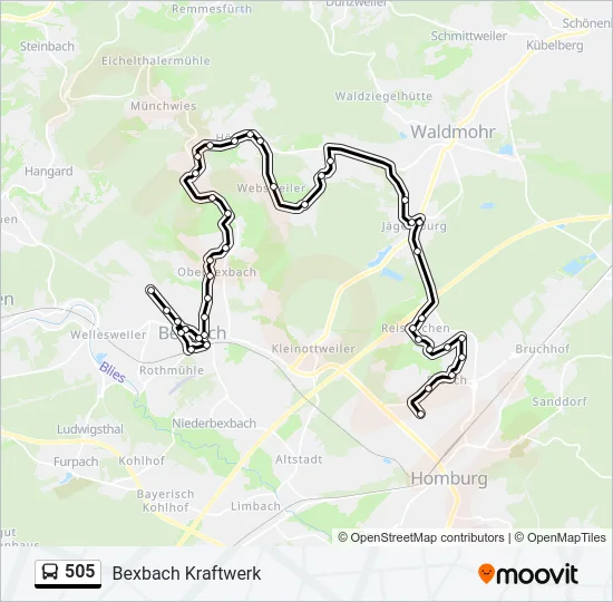 505 Bus Line Map