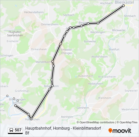 507 Route Schedules, Stops & Maps Busbahnhof, Blieskastel (Updated)