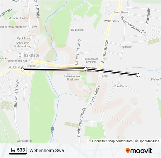 533 Bus Line Map