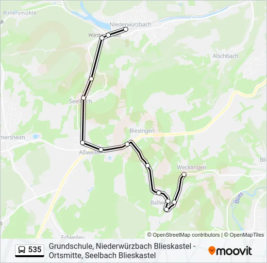 535 Bus Line Map