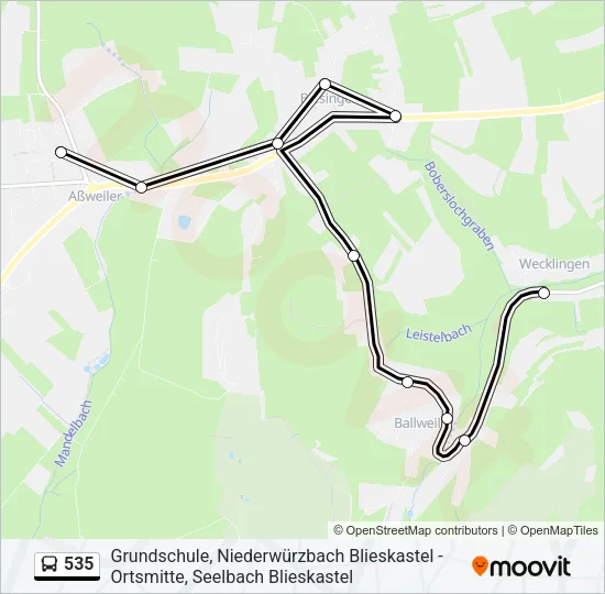 535 Bus Line Map