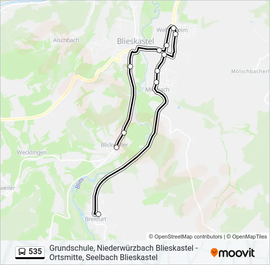 535 Bus Line Map