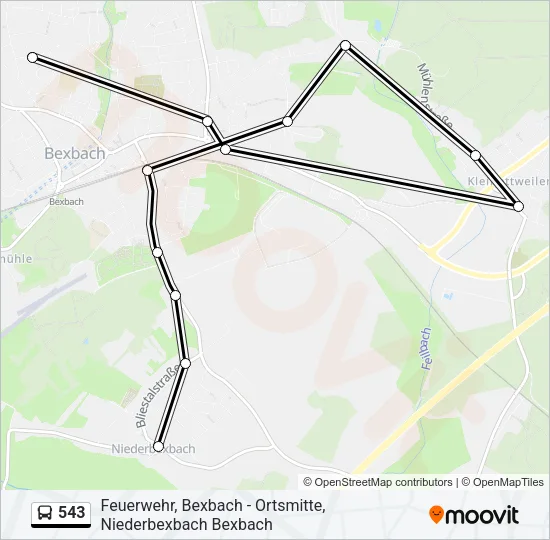 543 Bus Line Map